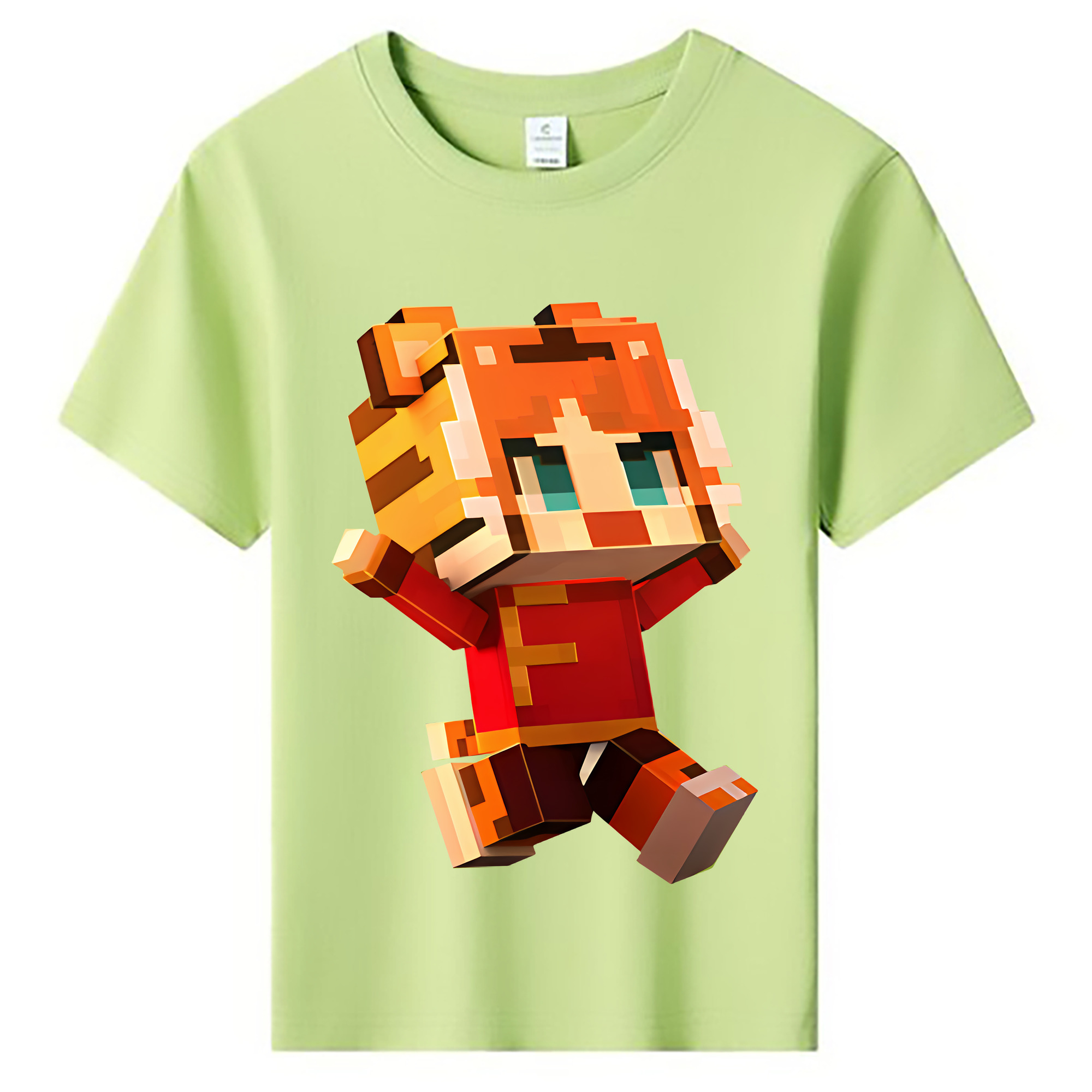 （画像用） マインクラフト ブロックの世界 Minecraft MC Block world 綿100％キッズTシャツ（フロントプリント）